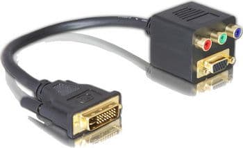Delock - VGA-adapter - DVI-I (hann) til HD-15 (VGA), RCA (hunn) - 20 cm