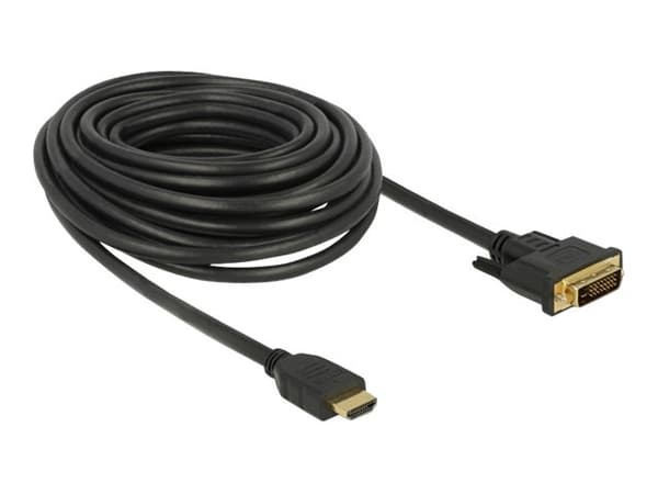 Delock - Adapterkabel - HDMI hann til DVI-D hann - 10 m - trippel beskyttelse - svart - tommelskruer