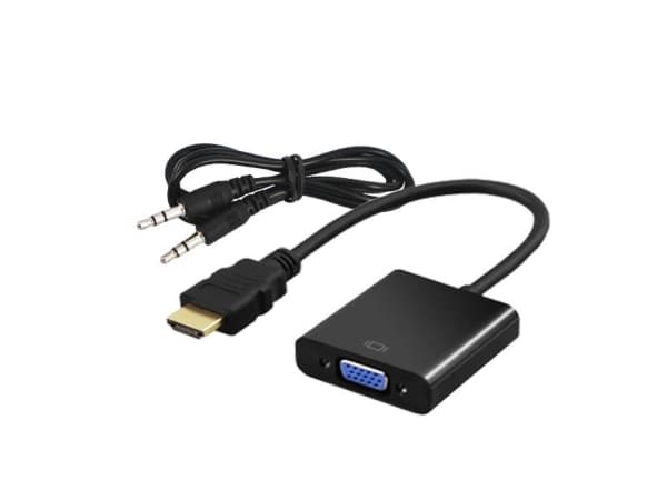 SAVIO CL-23/B - Video adapter - HDMI hann til HD-15 (VGA), mini-phone stereo 3.5 mm hunn - 50 cm - svart - 1080p-støtte