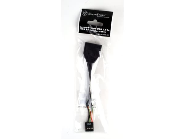 SilverStone - Intern USB-adapter - 19-stifts USB 3.0-kontakt (hane) till 9-stifts USB-överdel (hona)