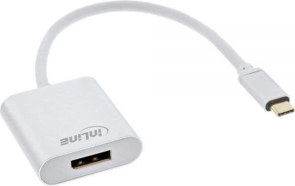 InLine 64102S, 0,2 m, USB Type-C, DisplayPort, Hanstik, Hunstik, Guld