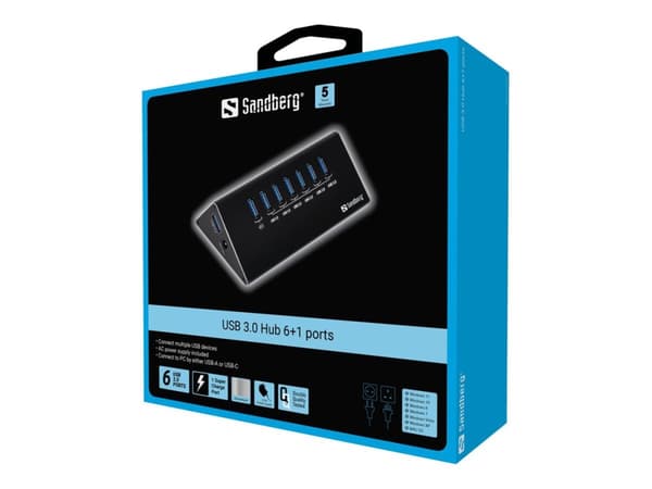 Sandberg USB 3.0 Hub 6+1 ports