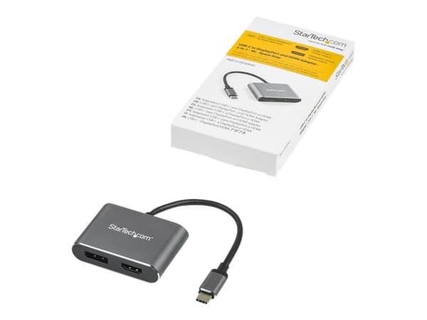 StarTech.com USB-C multiportvideoadapter - HDMI eller DisplayPort - 4K 60 Hz - Videokort - 24 pin USB-C hane till HDMI, DisplayPort hona - 20.5 cm - Svart, Grå