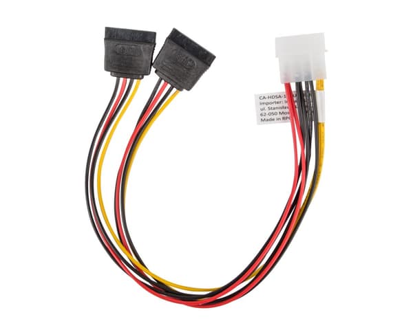 Molex (Uros) 4 PIN -> 2x SATA (Naaros) 15 PIN Kaapeli 30cm