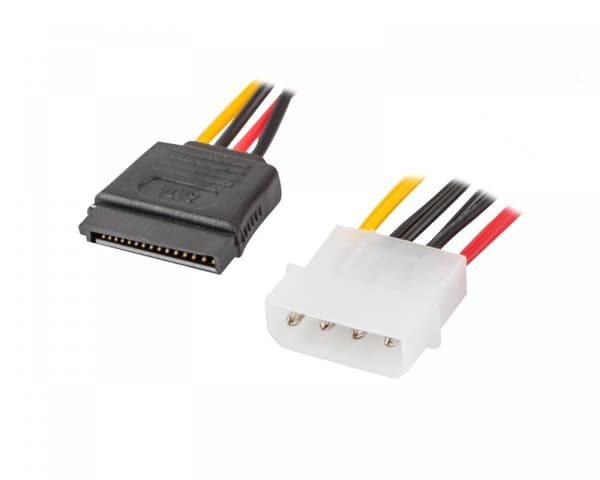 Molex (Han) 4 PIN til 2x SATA (Hun) 15 PIN Kabel 30cm