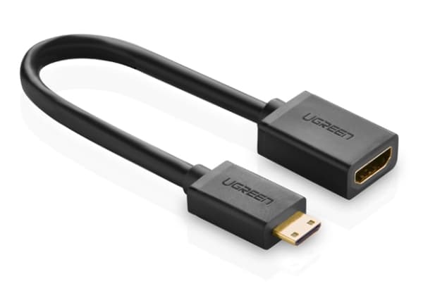 Ugreen 20137, Mini-HDMI, HDMI, Hanstik, Hunstik, Sort, Guld