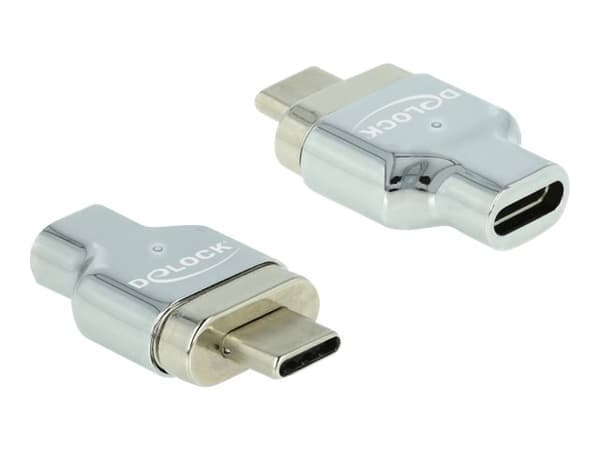 Delock - Thunderbolt/USB-C-adapter - 24 pin USB-C (hane) magnetisk till 24 pin USB-C (hona) - USB 3.2 Gen 2 / Thunderbolt 3 - 20 V - 4.5 A - stöd för