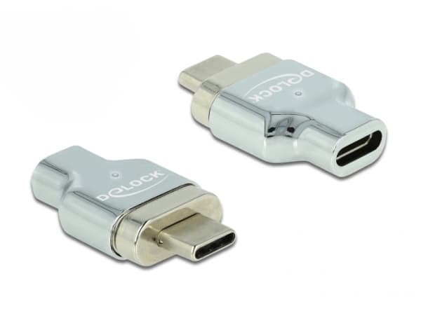 Delock - Thunderbolt/USB-C-adapter - 24 pin USB-C (hane) magnetisk till 24 pin USB-C (hona) - USB 3.2 Gen 2 / Thunderbolt 3 - 20 V - 4.5 A - stöd för
