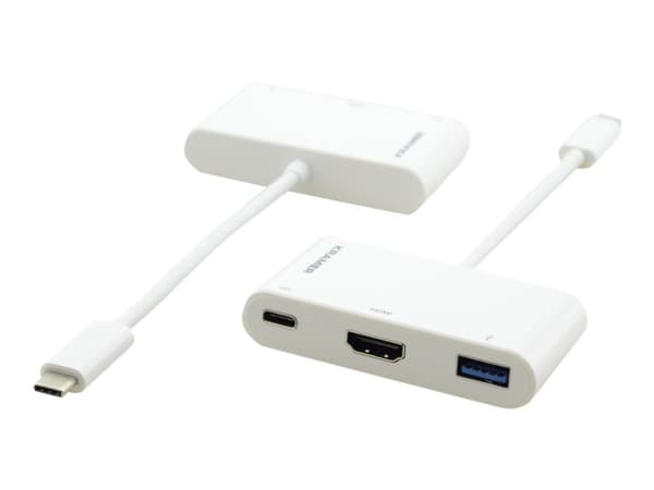 Kramer ADC-U31C/M2 - Videokort - 24 pin USB-C hane till HDMI, USB typ A, 24 pin USB-C hona - 17 cm - vit - stöd för 4K