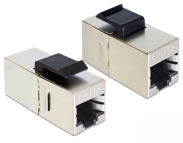 Delock Keystone Module RJ45 jack > RJ45 jack Cat.5e compact - Modulär insättning - CAT 5e - STP - RJ-45 - svart (paket om 25)
