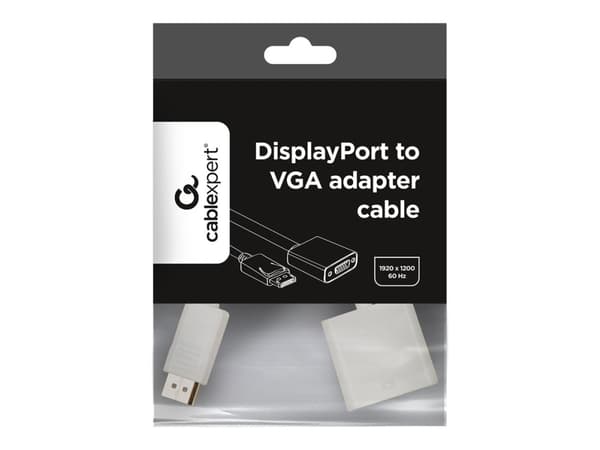 Cablexpert - Video adapter - DisplayPort (hann) til HD-15 (VGA) (hunn) - DisplayPort 1.1a - 15 cm - 1080p-støtte - hvit