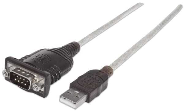 Manhattan 151856, Silver, 0,45 m, USB A, Serial/COM/RS232/DB9, Hankoppling, Hankoppling