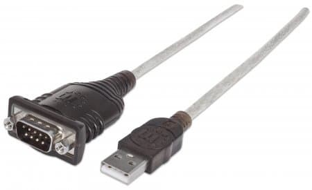 Manhattan 151856, Silver, 0,45 m, USB A, Serial/COM/RS232/DB9, Hankoppling, Hankoppling