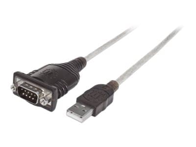 Manhattan 151856, Silver, 0,45 m, USB A, Serial/COM/RS232/DB9, Hankoppling, Hankoppling