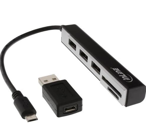 InLine 66775C, MicroSD (TransFlash),MicroSDHC,MicroSDXC,SD,SDHC,SDXC, svart, 480 Mbit/s, syntetiskt ABS, Micro-USB, 17 mm