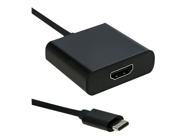 Qoltec - Videokort - 24 pin USB-C hane till HDMI hona - 23 cm - svart - stöd för 4K Svart