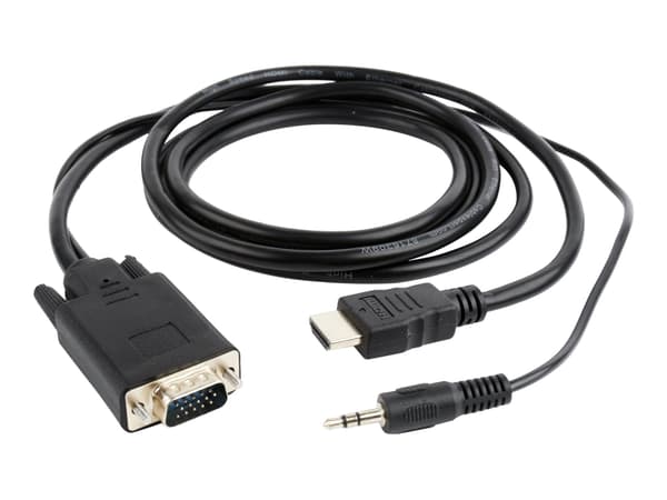 Cablexpert A-HDMI-VGA-03-6 - Adapterkabel - HDMI hann til HD-15 (VGA), mini-phone stereo 3.5 mm hann - 1.8 m - svart - tommelskruer, 1080p-støtte