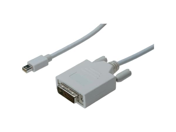 ASSMANN - DisplayPort-kabel - dobbeltlenke - Mini DisplayPort (hann) til DVI-D (hann) - 2 m - formstøpt, tommelskruer - hvit