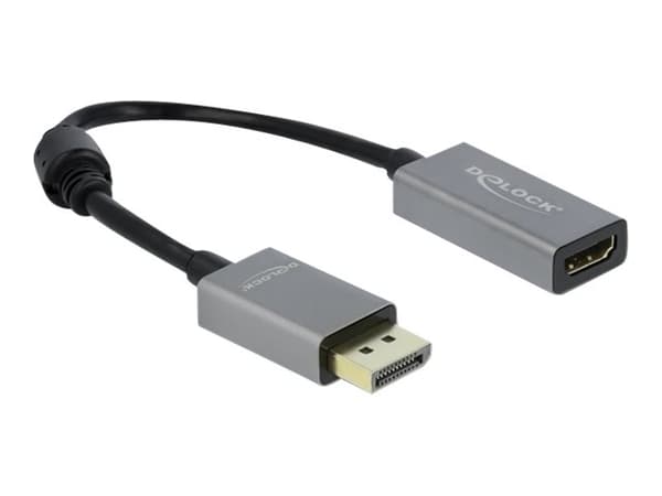 Delock - Video adapter - DisplayPort hann til HDMI hunn - 20 cm - grå, svart - 4K-støtte, aktiv