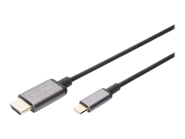 DIGITUS - Adapterkabel - 24 pin USB-C hane till HDMI hane - 1.8 m - svart - stöd för 4K, stöder 21:9-filmförhållande