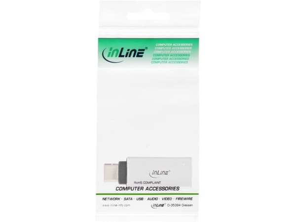 InLine 35801, USB type C male, USB-A, Silver