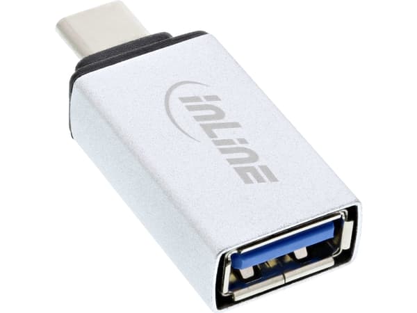 InLine 35801, USB type C male, USB-A, Silver