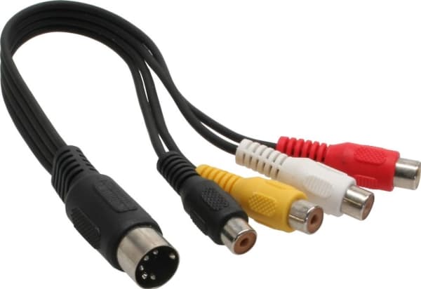 InLine 89230, 0,2 m, 5-nastainen DIN, 4 x RCA, kultainen, musta, uros/naaras