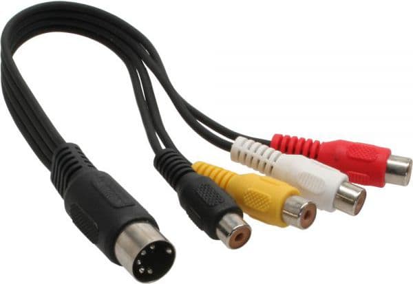InLine 89230, 0,2 m, 5-nastainen DIN, 4 x RCA, kultainen, musta, uros/naaras