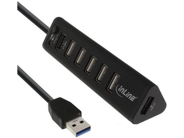 InLine 4043718232369, USB 3.2 Gen 1 (3.1 Gen 1) Type-A, USB 2.0, 5000 Mbit/s, Svart, ABS synthetics, ?DC