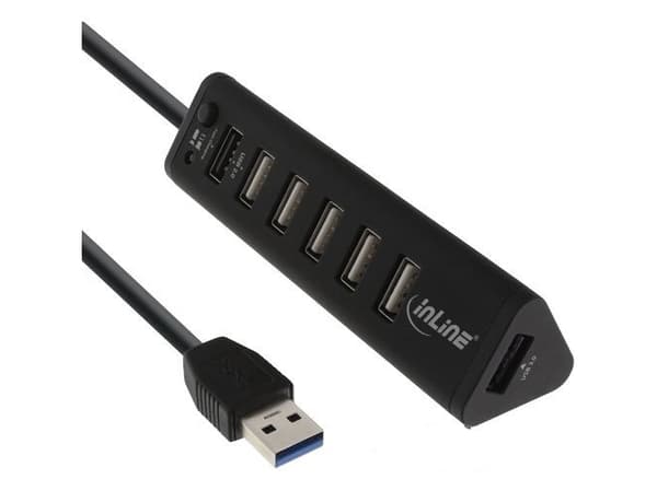 InLine 4043718232369, USB 3.2 Gen 1 (3.1 Gen 1) Type-A, USB 2.0, 5000 Mbit/s, Svart, ABS synthetics, ?DC