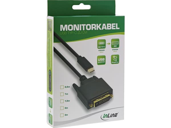 InLine 64131, 1 m, USB Type-C, DVI-D, Hankjønn, Hankjønn, Gull