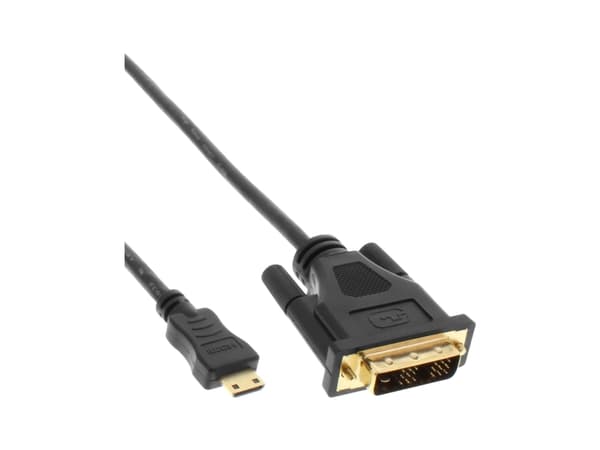 InLine 17474P, 0,5 m, HDMI Type C (Mini), DVI, Hankjønn, Hankjønn, Gull