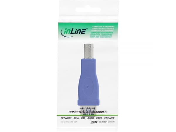 InLine 4043718150366, USB 3.0 Type A, USB 3.0 Type B, Blå
