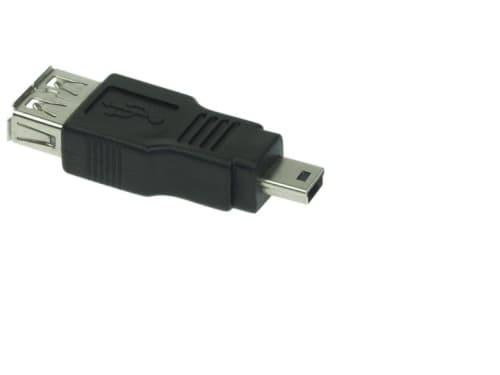 InLine 33500B, USB 2.0 A female, mini-5p USB 2.0 M, Svart