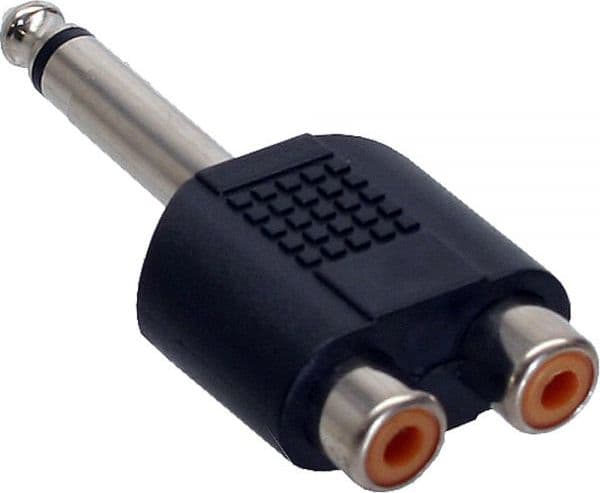 InLine 99339, 6.3mm jack male mono, 2xCinch, Svart