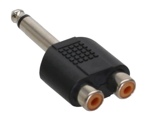 InLine 99339, 6.3mm jack male mono, 2xCinch, Svart