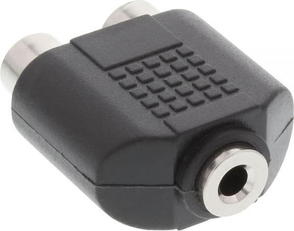 InLine 99338, 3.5mm jack female mono, 2xRCA, Sort
