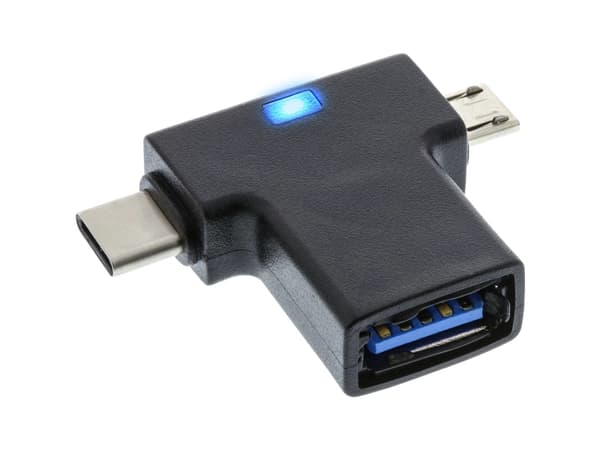 InLine 35804, USB type C male / micro USB male, USB Type C, Micro-USB, Svart