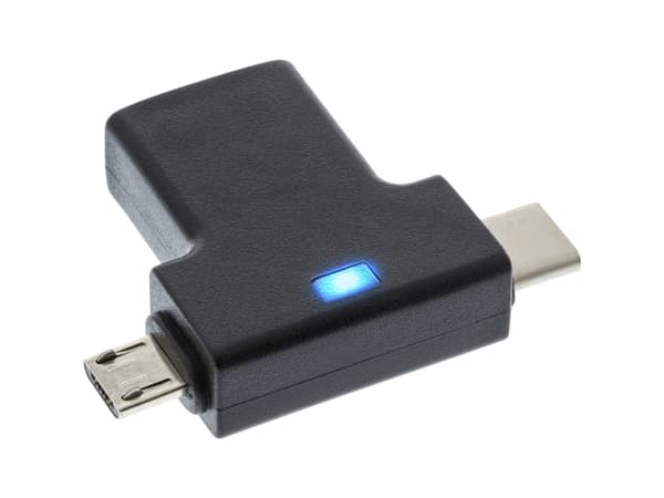 InLine 35804, USB type C male / micro USB male, USB Type C, Micro-USB, Svart
