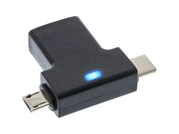 InLine 35804, USB type C male / micro USB male, USB Type C, Micro-USB, Svart