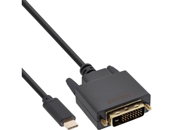 InLine 64132, 2 m, USB Type-C, DVI-D, Hankjønn, Hankjønn, Gull