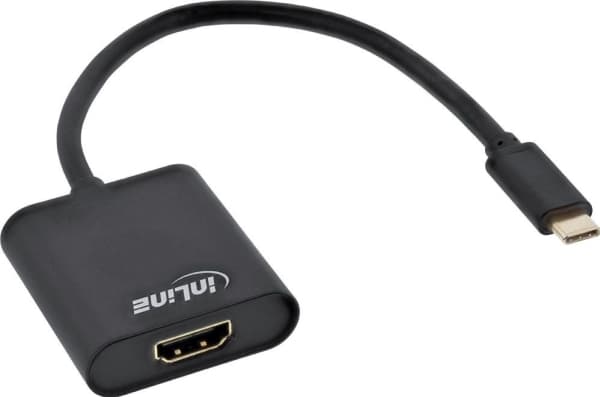 InLine 64101B, 0,2 m, USB Type-C, HDMI, urosliitin, naarasliitin, kultainen