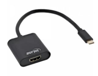 InLine 64101B, 0,2 m, USB Type-C, HDMI, urosliitin, naarasliitin, kultainen