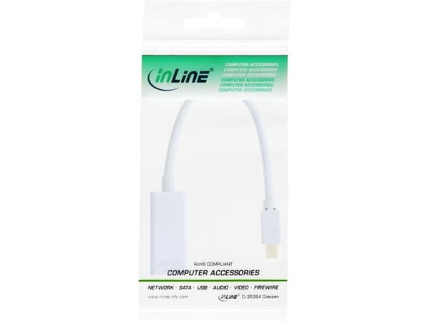 InLine 17193K, 0,15 m, Mini DisplayPort, HDMI Typ A (Standard), Manlig kontakt, Kvinnlig kontakt, Guld
