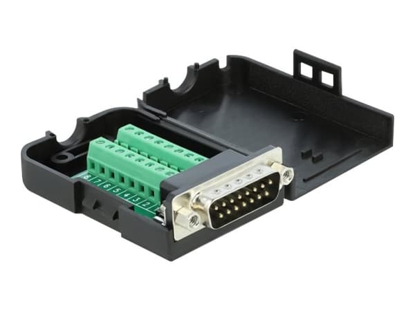 Delock - Seriell adapter - 15 pin D-Sub (DB-15) (hane) till 16 pin terminal block - väggfristående skruvar
