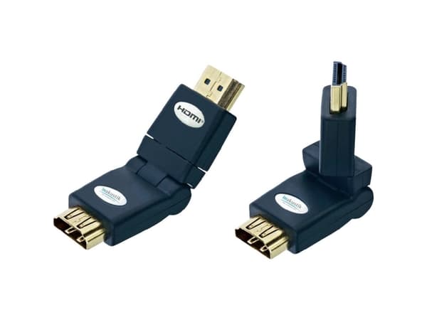 in-akustik Premium HDMI Angle Adapter 360 - HDMI-adapter - HDMI hann til HDMI hunn - svart - 180°-dreiekontakt