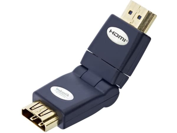 in-akustik Premium HDMI Angle Adapter 360 - HDMI-adapter - HDMI hann til HDMI hunn - svart - 180°-dreiekontakt