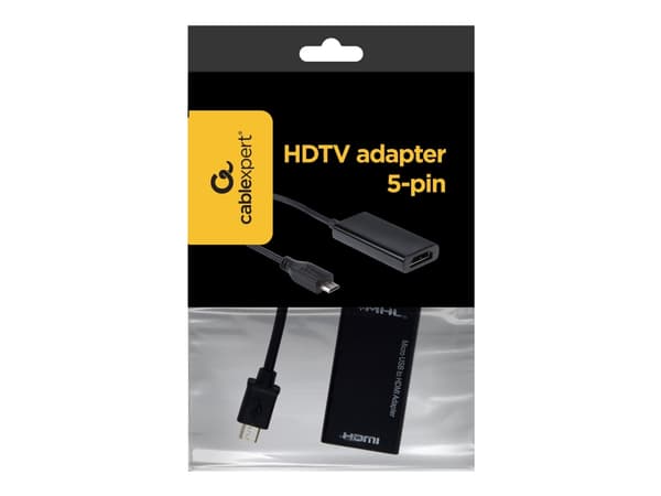 Cablexpert A-MHL-002 - Adapter för video / ljud - HDMI, Mikro-USB typ B (endast ström) hona till mikro-USB typ B hane - 16 cm