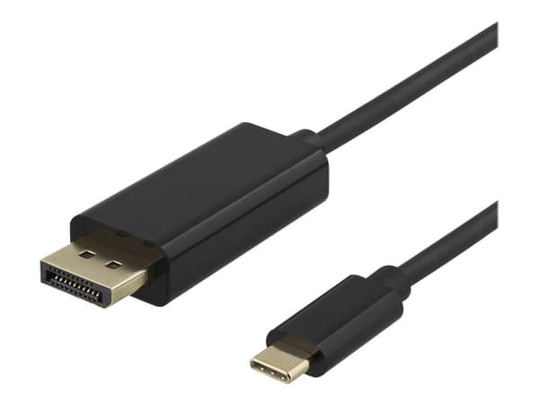 DELTACO USBC-DP200 - DisplayPort-kabel - 24 pin USB-C (hane) till DisplayPort (hane) - 2 m - stöd för 4K - svart