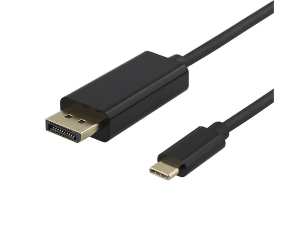 DELTACO USBC-DP100 - DisplayPort-kabel - 24 pin USB-C (hane) till DisplayPort (hane) - 1 m - stöd för 4K - svart